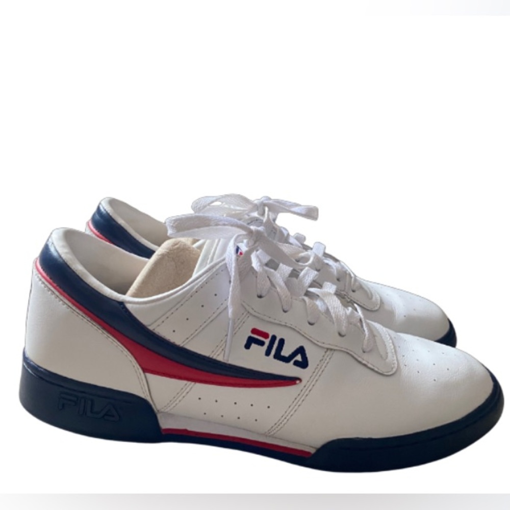 Fila Men's White Red and Navy Sneakers Size 11